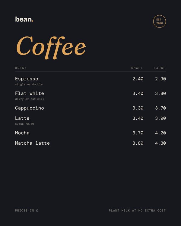 Café menu design